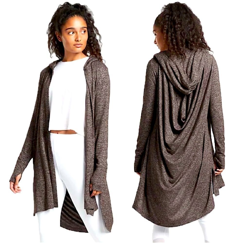 Athleta Shale Heather Harmony Wrap with Draped Back Long Length Size XS